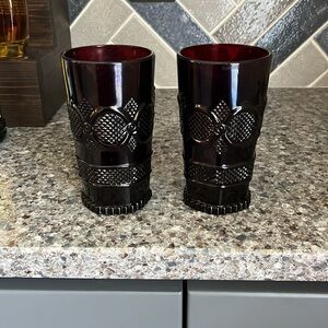 Set of 2 Avon Cape Cod Ruby Red Water Glasses